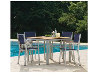 Oxford Garden Travira Aluminum Flint 5 Piece Outdoor Patio Dining Set with Ink Pen Sling