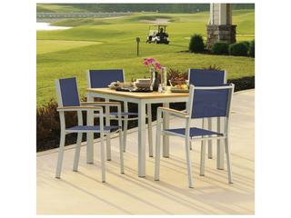 Oxford Garden Travira Aluminum Flint 5 Piece Outdoor Patio Dining Set with Ink Pen Sling