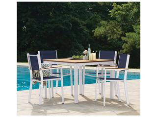 Oxford Garden Travira Aluminum Chalk 5 Piece Patio Dining Set with Ink Pen Sling