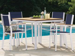 Oxford Garden Travira Aluminum Chalk 5 Piece Patio Dining Set with Ink Pen Sling