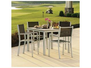 Oxford Garden Travira Aluminum Flint 5 Piece Outdoor Patio Dining Set with Black Sling