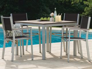 Oxford Garden Travira Aluminum Flint 5 Piece Outdoor Patio Dining Set with Black Sling