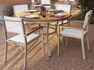 Oxford Garden Travira Aluminum Flint 5 Piece Outdoor Patio Dining Set with Natural Sling