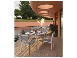 Oxford Garden Travira Aluminum Flint 5 Piece Patio Dining Set with Titanium Sling