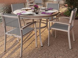 Oxford Garden Travira Aluminum Flint 5 Piece Patio Dining Set with Titanium Sling