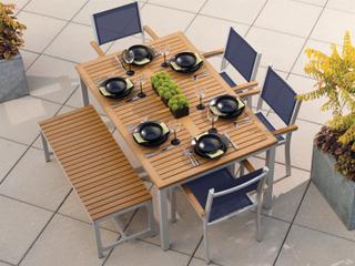 Oxford Garden Travira Aluminum Flint 6 Piece Outdoor Patio Dining Set with Ink Pen Sling