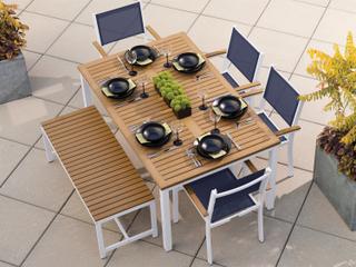 Oxford Garden Travira Aluminum Chalk 6 Piece Patio Dining Set with Ink Pen Sling