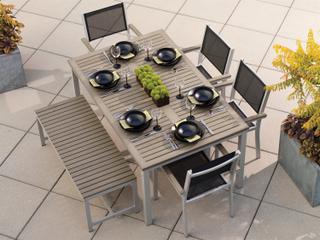 Oxford Garden Travira Aluminum Flint 6 Piece Outdoor Patio Dining Set with Black Sling