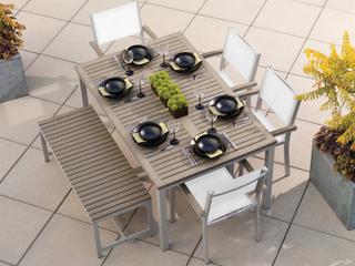 Oxford Garden Travira Aluminum Flint 6 Piece Patio Dining Set with Natural Sling