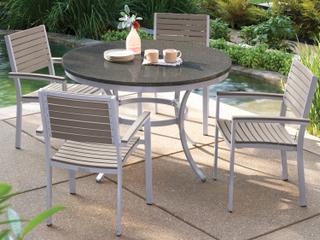 Oxford Garden Travira Aluminum Flint 5 Piece Patio Dining Set