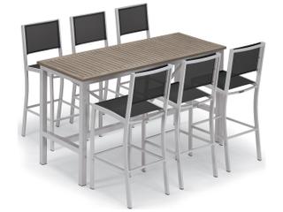 Oxford Garden Travira Aluminum Flint 7 Piece Bar Set with Black Sling