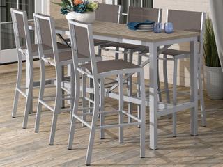 Oxford Garden Travira Aluminum Flint 7 Piece Bar Set with Cocoa Sling