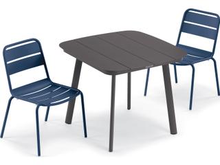 Kapri 3 Piece Aluminum Dining Set in Carbon and Prussian