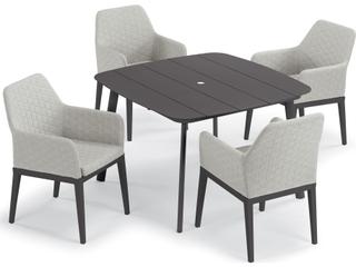 Oxford Garden Oland Aluminum Carbon 5 Piece Outdoor Patio Dining Set with Canvas Granite Cushions