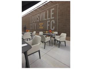 Oxford Garden Oland Aluminum Carbon 5 Piece Outdoor Patio Dining Set with Canvas Granite Cushions