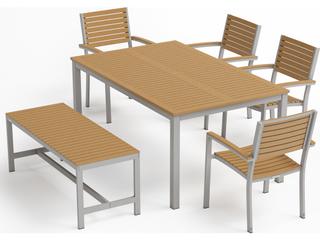 Oxford Garden Travira Aluminum Flint 6 Piece Outdoor Dining Set