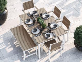 Oxford Garden Travira Aluminum Flint 6 Piece Outdoor Patio Dining Set