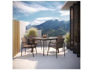 Oxford Garden Orso Aluminum Wicker Sand 5 Piece Outdoor Patio Dining Set
