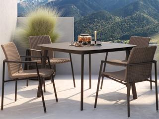 Oxford Garden Orso Aluminum Wicker Sand 5 Piece Outdoor Patio Dining Set