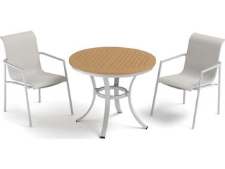 Oxford Garden Orso Aluminum Flint 3 Piece Patio Dining Set with Fog Sling