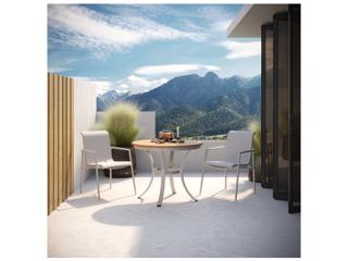 Oxford Garden Orso Aluminum Flint 3 Piece Patio Dining Set with Fog Sling