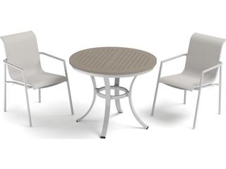 Oxford Garden Orso Aluminum Flint 3 Piece Bistro Set with Fog Sling