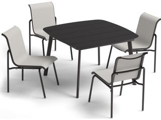 Oxford Garden Orso Aluminum Carbon 5 Piece Outdoor Dining Set with Fog Sling