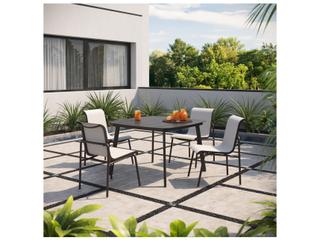 Oxford Garden Orso Aluminum Carbon 5 Piece Outdoor Dining Set with Fog Sling