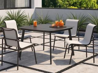Oxford Garden Orso Aluminum Carbon 5 Piece Outdoor Dining Set with Fog Sling