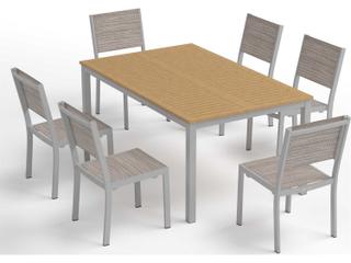 Oxford Garden Travira Aluminum Flint 63'' Rectangular Patio Dining Set with Bellows Sling