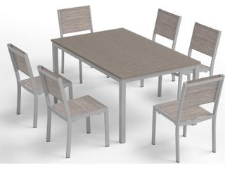 Oxford Garden Travira Aluminum Flint 63'' Rectangular Patio Dining Set with Bellows Sling