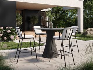 Oxford Garden Tulle Wicker Shadow-Mena Round Skyline Top Outdoor Patio Bar Table