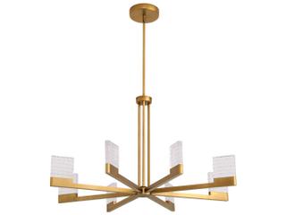 Oxygen by Quorum Gamma 8-Light Brushed Brass Geometric Linear Chandelier