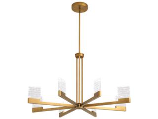 Oxygen by Quorum Gamma 8-Light Brushed Brass Geometric Linear Chandelier