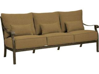 Castelle Madrid Deep Seating Cast Aluminum Outdoor Patio Sofa with Three Kidney Pillows
