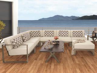 Castelle Park Place Deep Seating Cast Aluminum Cushion Outdoor Patio Lounge Set