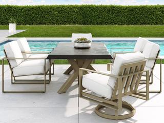 Castelle Park Place Cushion Cast Aluminum Outdoor Patio Dining Set