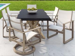 Castelle Park Place Sling Cast Aluminum Outdoor Dining Set