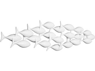 Phillips Collection Matte White School of Fish Wood Wall Art