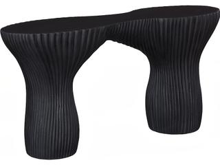 Cadence Outdoor Console Table in Black Stone Resin and Fiberglass
