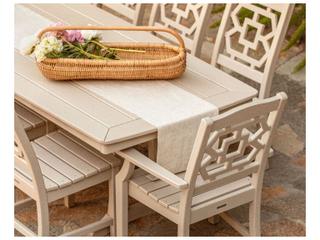 POLYWOOD® Martha Stewart Chinoiserie 9-Piece Outdoor Patio Dining Set with Trestle Legs