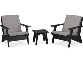 POLYWOOD® Riviera Modern Recycled Plastic 3 Piece Outdoor Patio Lounge Set