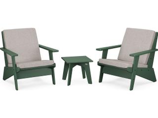 POLYWOOD® Riviera Modern Recycled Plastic 3 Piece Outdoor Patio Lounge Set