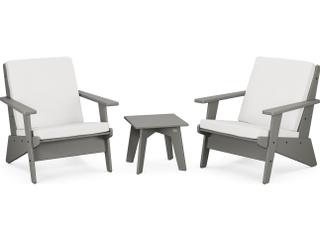 POLYWOOD® Riviera Modern Recycled Plastic 3 Piece Outdoor Patio Lounge Set