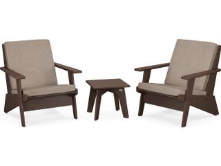 POLYWOOD® Riviera Modern Recycled Plastic 3 Piece Outdoor Patio Lounge Set