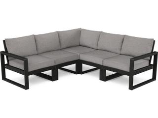 POLYWOOD® Edge Recycled Plastic Deep Seating 5 Piece Sectional Outdoor Patio Lounge Set