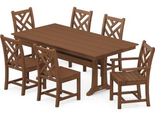 POLYWOOD® Chippendale Recycled Plastic 7 Piece Farmhouse Trestle Patio Dining Set