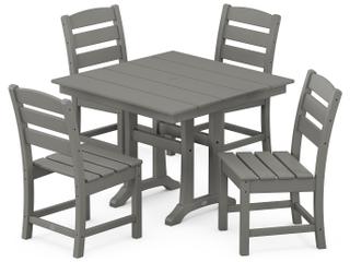 POLYWOOD® Lakeside Recycled Plastic 5 Piece Farmhouse Trestle Patio Dining Set