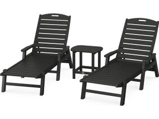 POLYWOOD® Nautical Recycled Plastic 3 Piece Outdoor Patio Lounge Set