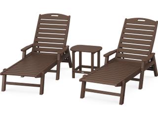 POLYWOOD® Nautical Recycled Plastic 3 Piece Outdoor Patio Lounge Set